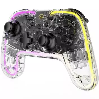 Контроллер переключателя беспроводной джойстик с эффектом Холла Контроллер переключателя прозрачный 10-цветный RGB-светильник 6-осевой гироскопический датчик 2 задние кнопки автоматический огонь