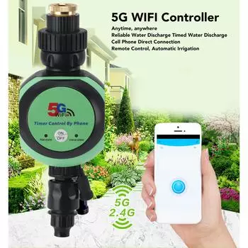 Контроллер полива Wi-Fi 5G Wi-Fi Энергосберегающий BT пульт дистанционного управления Таймер полива для сада, балкона, вилка США 100?240В