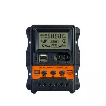 Контроллер солнечной зарядки 30А, регулятор солнечной панели 12 В/24 В с ЖК-дисплеем, двойной USB-порт, ШИМ, авто