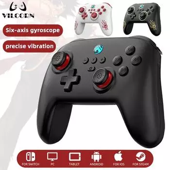 Контроллер Switch Pro, беспроводной игровой геймпад для Nintendo Switch, OLED/Lite джойстик для ПК/Steam Deck Yuzu Controle чёрный