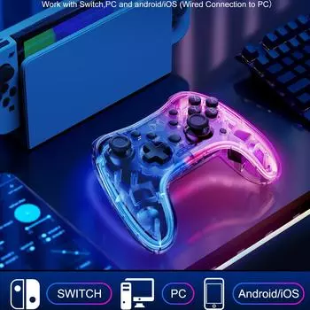Контроллер Switch, совместимый с контроллером Switch/Lite/OLED Контроллер Switch Pro с функцией пробуждения с пульсирующей светодиодной подсветкой RGB