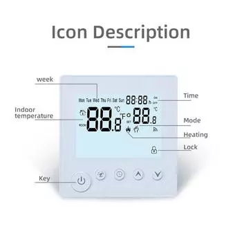 Контроллер температуры ЖК-дисплей с подсветкой Недельное время Отображение температуры в помещении Целевое значение K1H16A