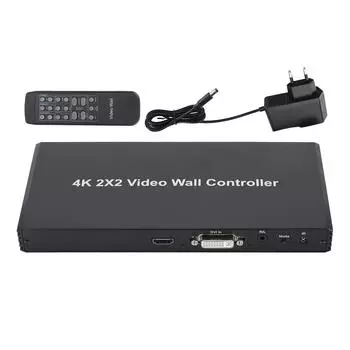 Контроллер видеостены 2x2, вход VGA 4K 30 Гц, выход HD-мультимедийного интерфейса, 8 режимов отображения видео EU Plug
