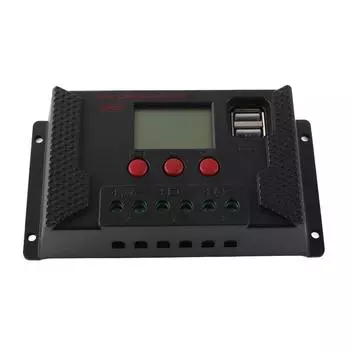 Контроллер заряда солнечной батареи 30A 12V/24V Интеллектуальный регулятор заряда аккумулятора с 2 портами USB