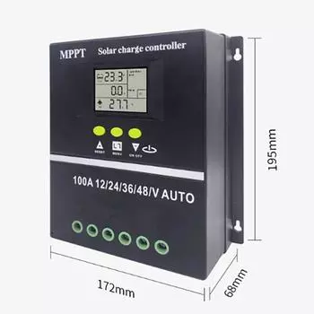 Контроллер заряда солнечной батареи MPPT 100 А для 12243648 В автодома, кислотная литиевая батарея, двойной ЖК-дисплей чёрный