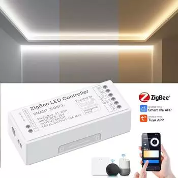 Контроллер Zigbee 3.0 RGB CCT RGBW LED Strip Light Dimmer Голосовое управление Работает с Tuya Gateway Hue Bridge SmartThings Bridge
