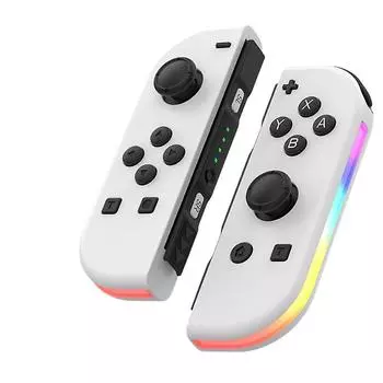 Контроллеры для Nintendo Switch, замена контроллера переключателя со светодиодом RGB, регулируемым турбонаддувом и вибрацией, белый