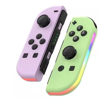 Контроллеры для Nintendo Switch, замена контроллера Switch со светодиодом RGB, регулируемым турбонаддувом и вибрацией, фиолетовый/зеленый