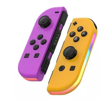 Контроллеры для Nintendo Switch, замена контроллера Switch со светодиодом RGB, регулируемым турбонаддувом и вибрацией, фиолетовый/оранжевый