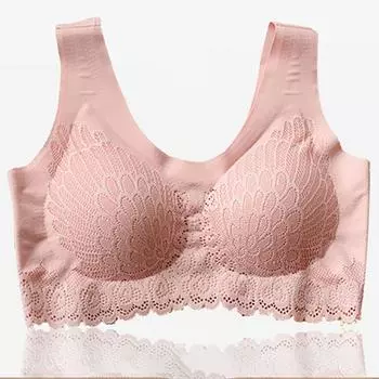 Контурный женский беспроводной бюстгальтер, дышащее нижнее белье, бесшовные спортивные бюстгальтеры для йоги Pink,L