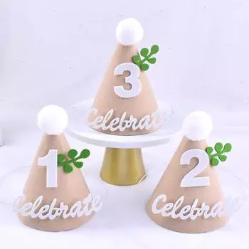 Конусная шляпа на день рождения, эластичная лента ручной работы, декоративная, удобный размер, реквизит для фотосессии для детей 1/2/3 лет, для мальчиков и девочек, детская шляпа для детского душа, товары для вечеринок A