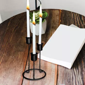Конусная свеча 3, металлический канделябр, подсвечник для стола New Black_Medium