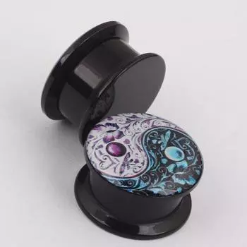 Конусы для плоти, акриловые винты, ушные манометры, 1 пара серег, двойной расклешенный расширитель для ушей, черные беруши, аксессуары для пирсинга унисекс 4mm