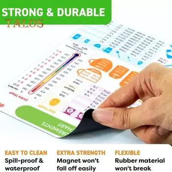 Конверсионная таблица для кухни Магнит Легко очищаемый Температура/Измерительный вес Магнитное руководство по измерению температуры при приготовлении пищи A