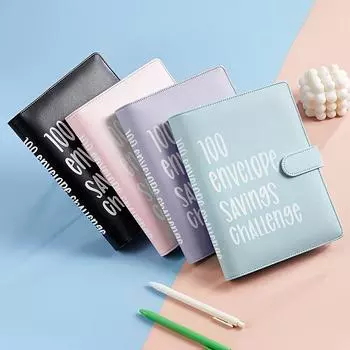 Конверт для монет «100 дней сбережений» — бюджетная книга для хранения — переплет с ежедневным отслеживанием сбережений, система формирования привычек чёрный