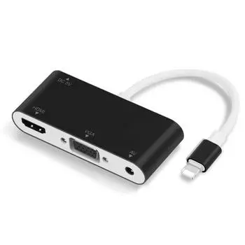 Конвертер для Lightning в HDMI VGA AV Jack аудио ТВ адаптер кабель для iPhone X iPhone 8 7 7 Plus 6 серебряный