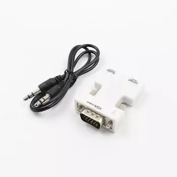 Конвертер HDMI-гнездо в VGA-штекер с аудиоадаптером с поддержкой выходного сигнала 1080P белый