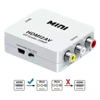 Конвертер HDMI в AV HDMI2AV с HDMI в RCA и коммутатором HDMI 1080P HDMI to AV белый