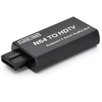 Конвертер N64 в HDMI игровая консоль HD 1080P Адаптер N64 в HDTV Plug and Play для N64/SNES/NGC/SFC с аудиовыходом 3,5 мм чёрный