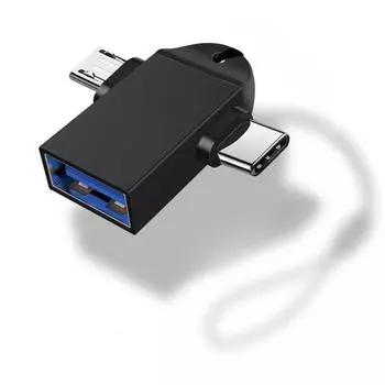Конвертеры передачи данных USB 3.1 5 Гбит/с 2-в-1 Адаптер OTG Type-C Micro USB для планшета, жесткого диска, телефона AVE чёрный