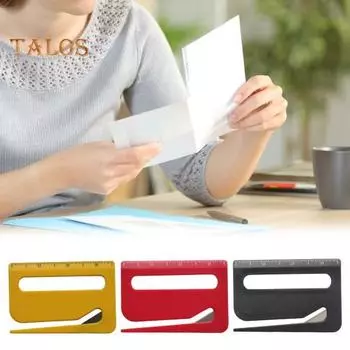 Конвертовскрыватель с увеличительным стеклом, линейка, открывалка для писем, эргономичный открывалка для пакетов, резак для конвертов для домашнего офиса жёлтый