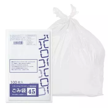 Konya Shoji Garbage White 45 л x 100 листов x Изготовлен из переработанного материала Толщина Ширина Высота Молочно-белый полупрозрачный [Коробка продана] Мешок, полупрозрачный, 3,