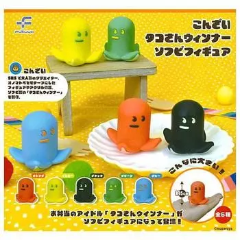 Konzai Octopus Wiener Soft Vinyl Figure of 5 Types Gacha Gacha Capsule Toy [Set (Full Complete)]