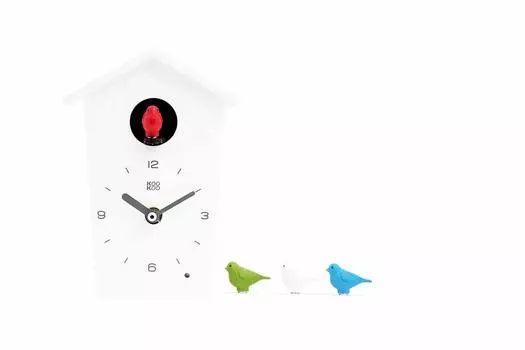 KOOKOO Bird House Mini White Wall Clock Подарок внуку Современные часы с кукушкой Подарок на годовщину Интерьер Координатор Милые настенные часы Часы с кукушкой