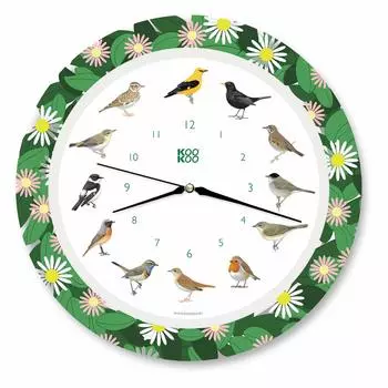KOOKOO Flower Planet Flower garden pattern Singing wall clock Soothing bird sounds Perfect gift gift Interior coordinator Wall clock Forest clock