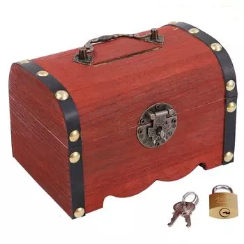 Копилка Anopono, шкатулка для хранения сокровищ с замком-ключом, антикварные купюры, аксессуары для купюр, коробка для хранения (Браун, С.) коричневый
