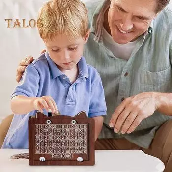 Копилка деревянная с кошачьими ушками и счетчиком 1000//5000/10000 евро Копилка для монет Контейнер для денег для детей и взрослых Чехол для сбережений B