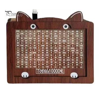 Копилка деревянная с кошачьими ушками и счетчиком 1000//5000/10000 евро Копилка для монет Контейнер для денег для детей и взрослых Чехол для сбережений A
