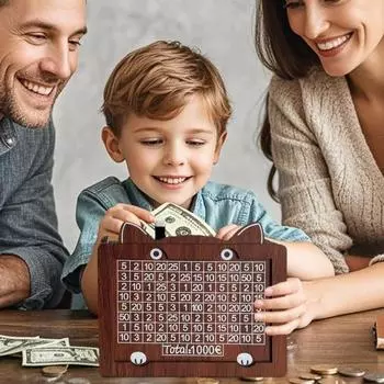 Копилка деревянная с кошачьими ушками и счетчиком 1000//5000/10000 евро Копилка для монет Контейнер для денег для детей и взрослых Чехол для сбережений A