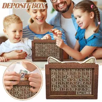 Копилка, детская деревянная копилка, копилка для монет, подарочные игрушки для детей от 8 до 13 лет, многоразовая копилка с емкостью для хранения 10000 монет One Size коричневый