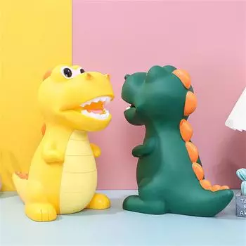 Копилка-динозавр, пластиковая небьющаяся банка для денег, монет, пластик, креативный отличный подарок на день рождения, подарки для детского душа жёлтый