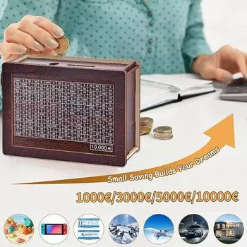 Копилка для денег 1000/3000/5000/10000 евро, деревянная копилка со счетчиком, многоразовая копилка для долларов, самодельная копилка для домашнего декора