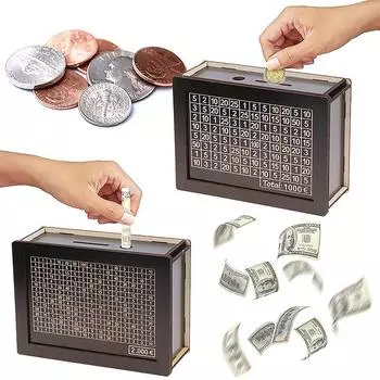 Копилка для денег 500/1000/2000/3000/5000/10000 евро, деревянная копилка для денег, многоразовая копилка с копилками для целей и чисел