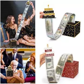 Копилка для денег на день рождения, сделай сам, креативный сюрприз, подарочная коробка на день рождения, незабываемый держатель для денежного подарка для вечеринки красный
