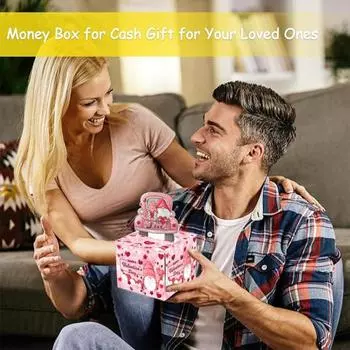 Копилка для денег на День святого Валентина, подарочная коробка с выдвижной картой и прозрачными сумками для украшения-сюрприза B