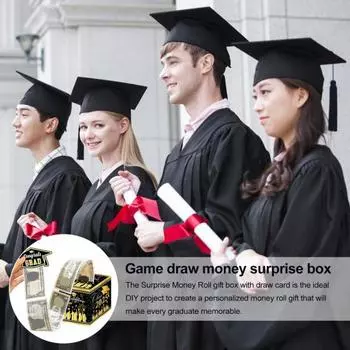 Копилка для денег на выпускной, сюрприз, держатель для подарков выпускникам, самодельная копилка для выпускных с выдвижной картой для вечеринок чёрный