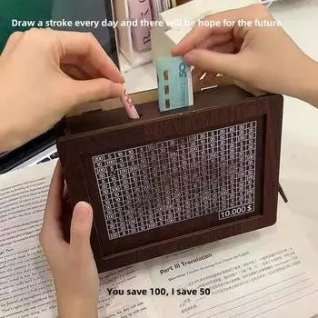 Копилка для денег номиналом 1000/2000/3000/5000/10000 евро, настольная деревянная банка для сбережений, украшение, план сбережений, можно хранить валюту и монеты