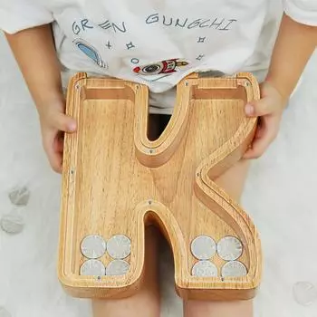 Копилка для детей, большая персонализированная деревянная копилка в виде буквы, копилки в виде букв алфавита, коробка для сбережений денег