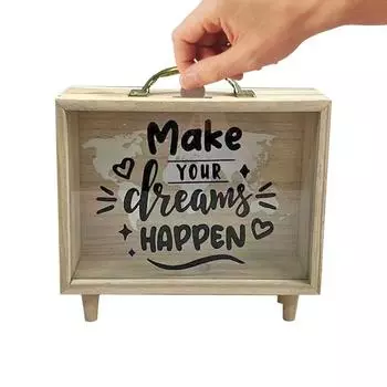 Копилка для детей, копилка для монет, деревянная копилка с прозрачным окном, многоразовый футляр для сбережений денег для пар, друзей, партнеров