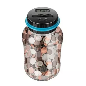 Копилка для мальчиков, цифровой счетчик монет с ЖК-дисплеем, емкость 1,8 л, копилка для денег для взрослых, копилка со счетчиком сдачи для подсчета сбережений One Size белый