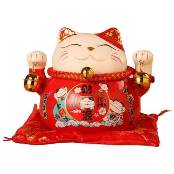 Копилка для монет Lucky Cat 4,5 дюйма, изысканная, милая, приносящая удачу, керамическая, настольная, для хранения монет розовый