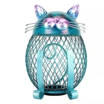 Копилка для монет в виде кошки из металла для взрослых, видная, ручная работа, симпатичная копилка для животных с нижней крышкой