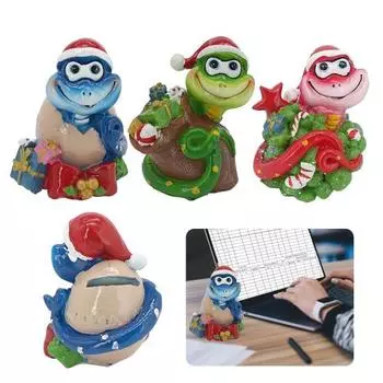 Копилка для монет в виде змеи, статуэтка змеи из смолы, расписанная вручную в виде шапки Санты, копилка в виде змеи синий