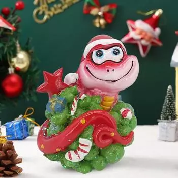 Копилка для монет в виде змеи, статуэтка змеи из смолы, расписанная вручную в виде шапки Санты, копилка в виде змеи синий