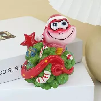 Копилка для монет в виде змеи, статуэтка змеи из смолы, расписанная вручную в виде шляпы Санты, копилка в виде змеи для домашнего офиса, декор стола синий