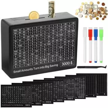 Копилка для взрослых, счетчик бесплатных сумм с наклейками с цифрами, деревянная копилка для наличных и монет, идеальное решение для экономии денег